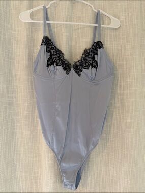 Fleur du Mal Ice Queen Blue Chemise with Black Lace